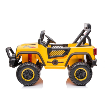 Autko terenowe Geoland Power dla 2 dzieci Żółty + Pilot + Silniki 2x200W + Bagażnik + Radio MP3 + LED